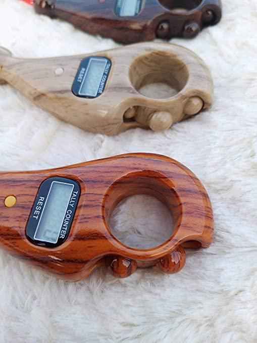 Digital Tally Counter with Adjustable Finger Ring | 5-Channel Manual Number Counting Machine for Tasbeeh & Sports (Wood Finish) - Lunexa_co