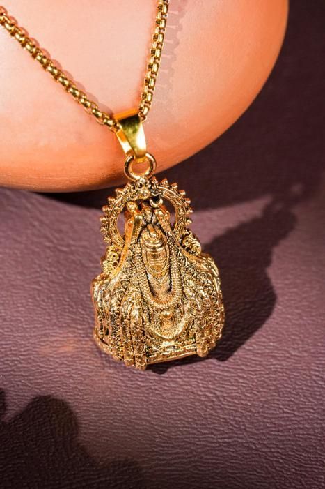 Mahadev Shivling Pendant with Chain – Golden, Gold-Plated Stainless Steel