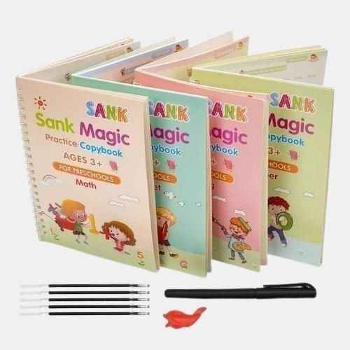 Sank Magic Practice Copybook (4 BOOKS,1 PEN,1 GRIP,10 REFILL) Pack of 1 - Lunexa_co