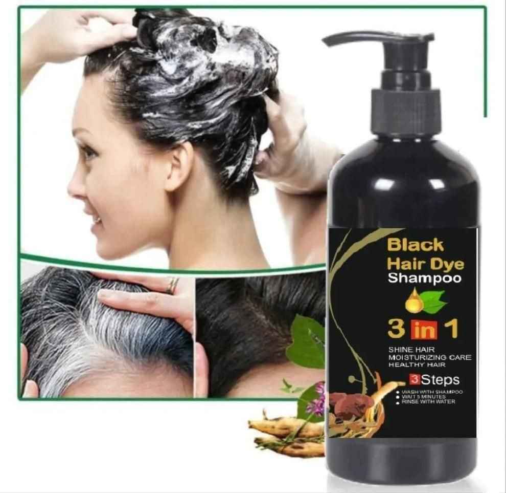 Unisex Instant Black Herbal Hair Dye Shampoo For Grey Coverage 3 In 1(100Ml) Pack Of 2 - Lunexa_co