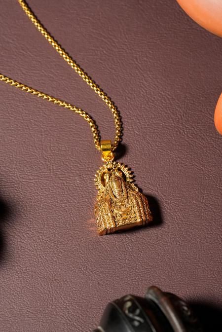 Mahadev Shivling Pendant with Chain – Golden, Gold-Plated Stainless Steel